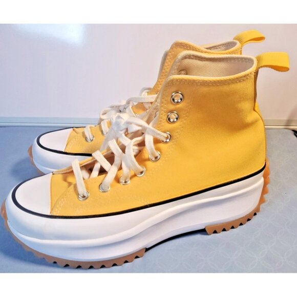 Converse Run Star Hike Hi Women's 8 White Yellow Gum Athletic Shoes Sneakers - Picture 4 of 16